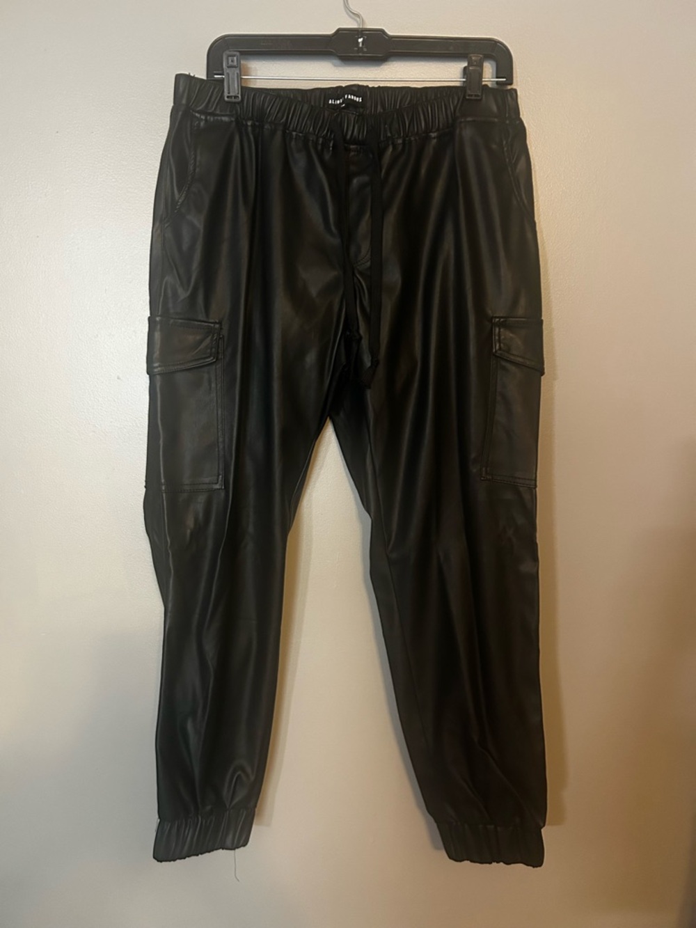 Almost Famous Black Faux Leather Cargo Pants
